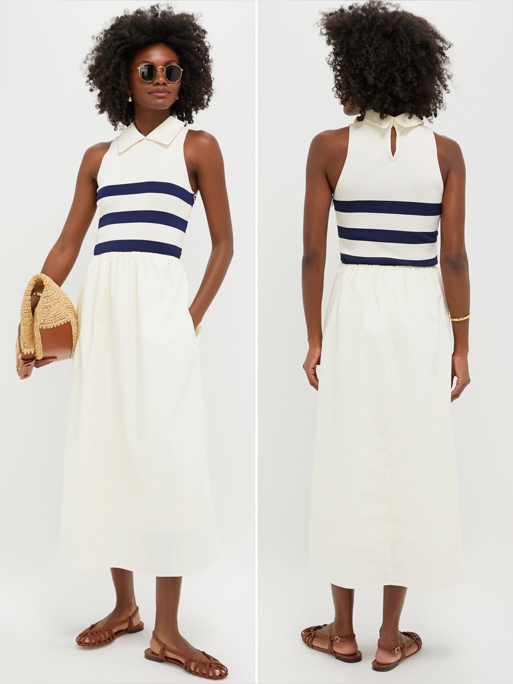 TUCKERNUCK Ivory Stripe Marina Dress Size L NWT